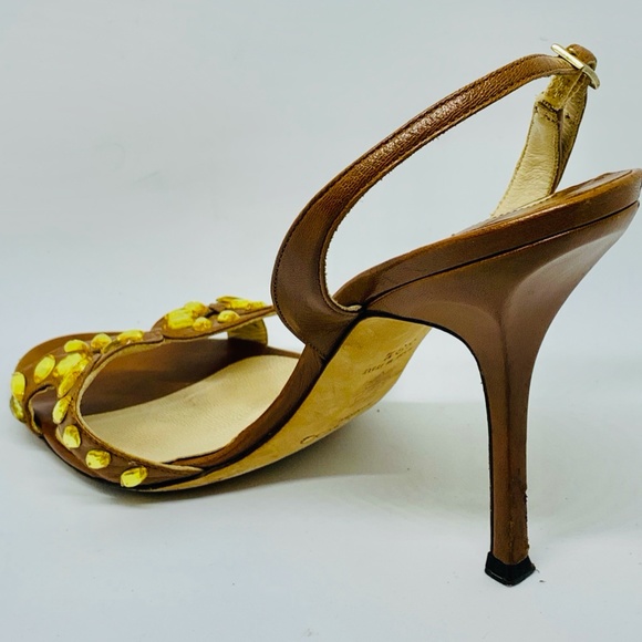 Jimmy Choo Brown Embellished Slingback Sandals - Picture 13 of 16